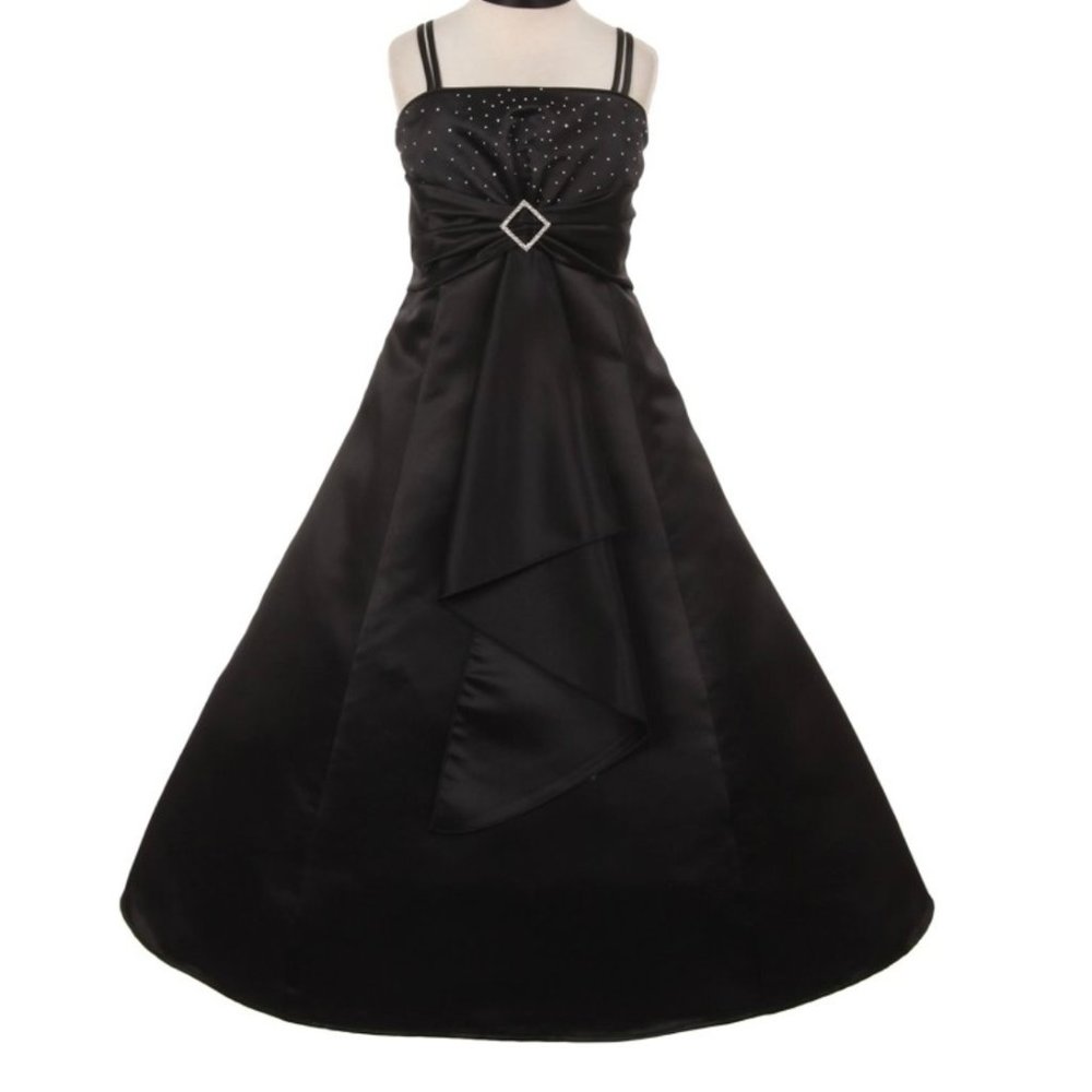 Flower Girl Dress Sale Little Girls Toddler Kids Satin Dress Christmas Black Kid